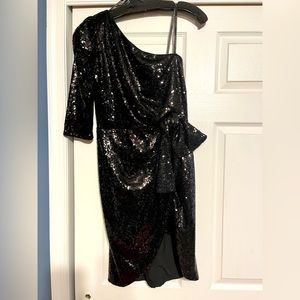 Black Halo brand black sequined cocktail dress size 4